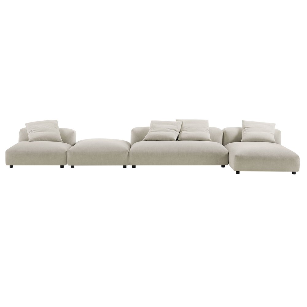 Solace 4-Piece Modular Upholstered Fabric Sectional Sofa With Ottoman. Picture 12