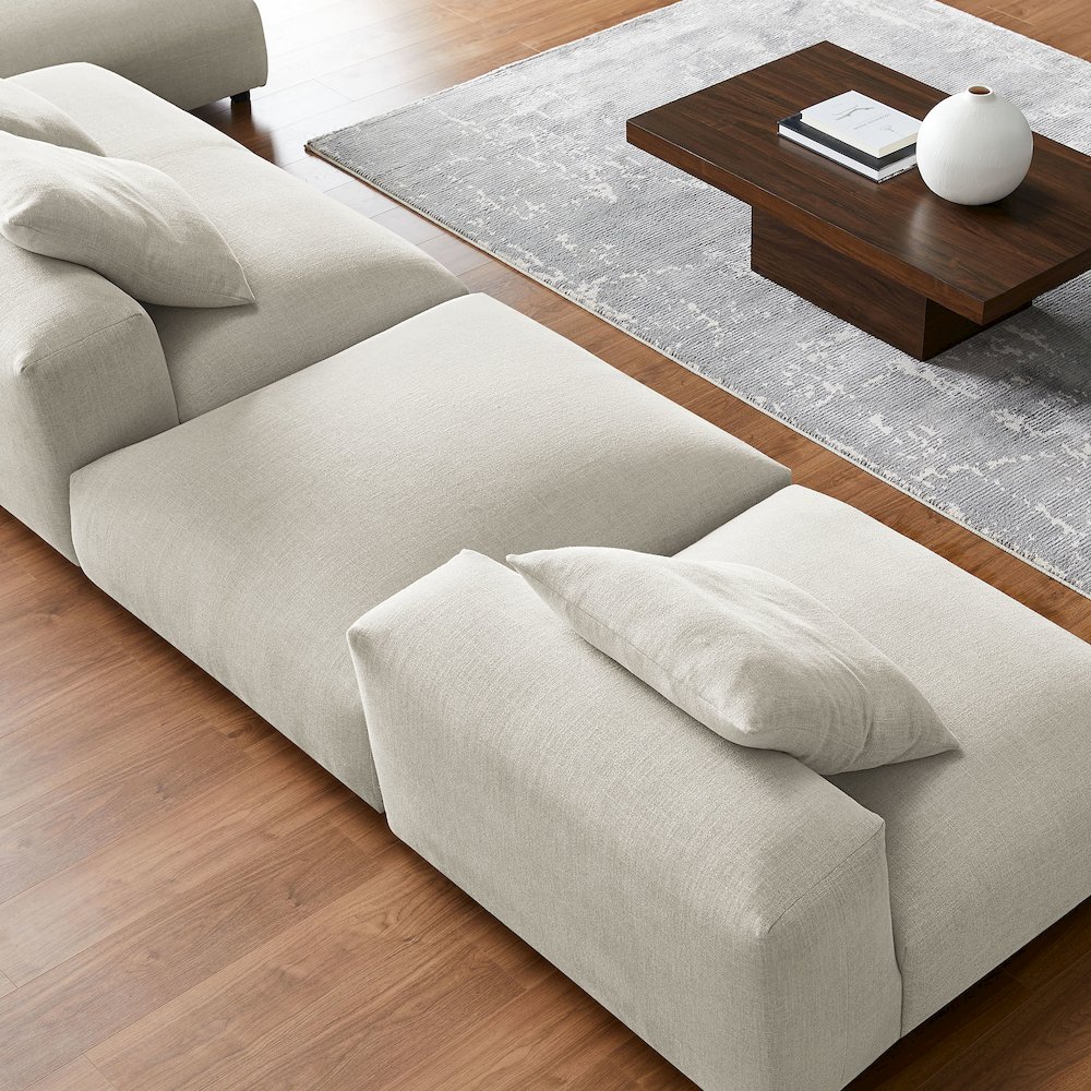 Solace 4-Piece Modular Upholstered Fabric Sectional Sofa With Ottoman. Picture 15