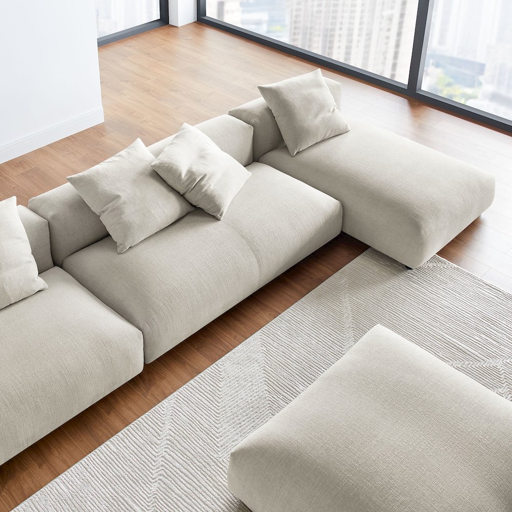 Solace 4-Piece Modular Upholstered Fabric Sectional Sofa With Ottoman. Picture 16