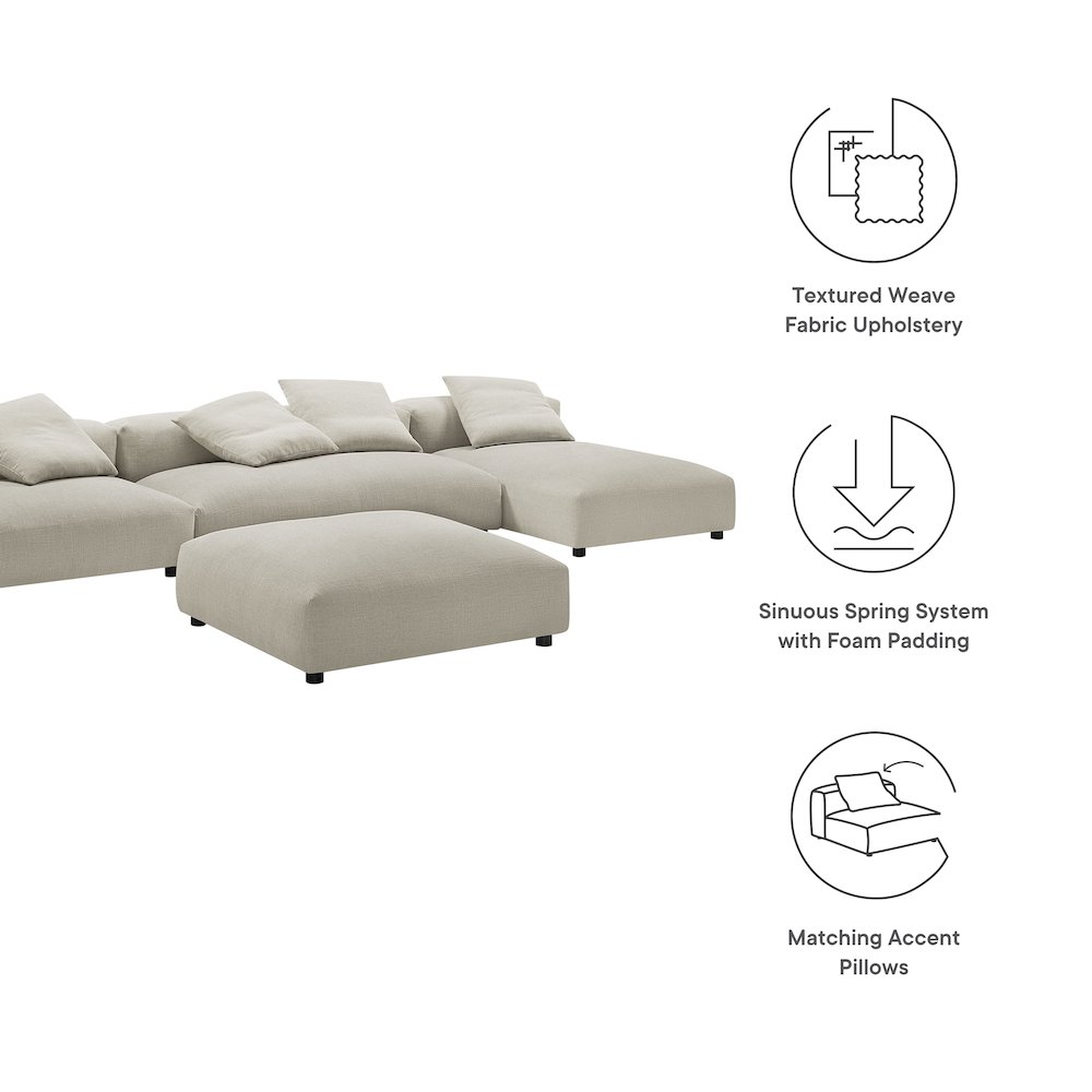 Solace 4-Piece Modular Upholstered Fabric Sectional Sofa With Ottoman. Picture 2