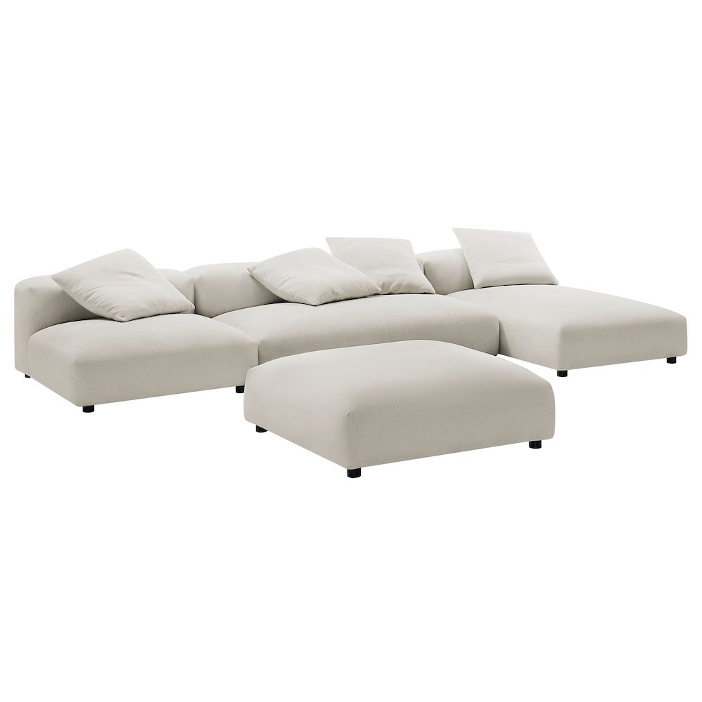 Solace 4-Piece Modular Upholstered Fabric Sectional Sofa With Ottoman. Picture 1