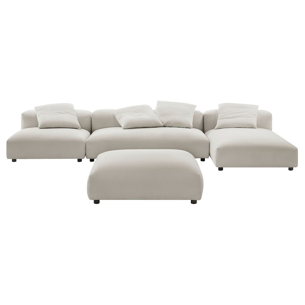 Solace 4-Piece Modular Upholstered Fabric Sectional Sofa With Ottoman. Picture 13