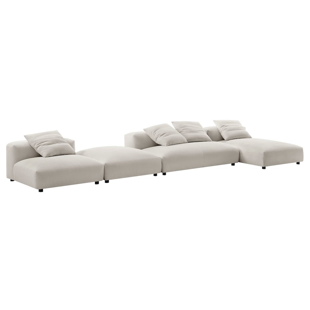 Solace 4-Piece Modular Upholstered Fabric Sectional Sofa With Ottoman. Picture 3