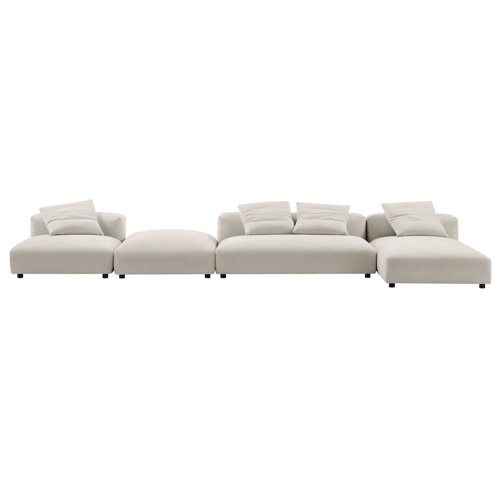 Solace 4-Piece Modular Upholstered Fabric Sectional Sofa With Ottoman. Picture 12