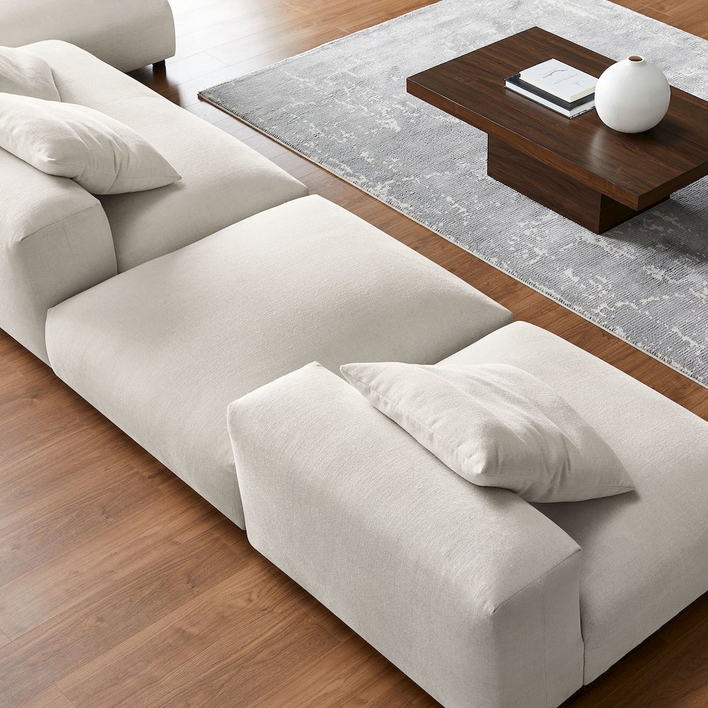 Solace 4-Piece Modular Upholstered Fabric Sectional Sofa With Ottoman. Picture 15