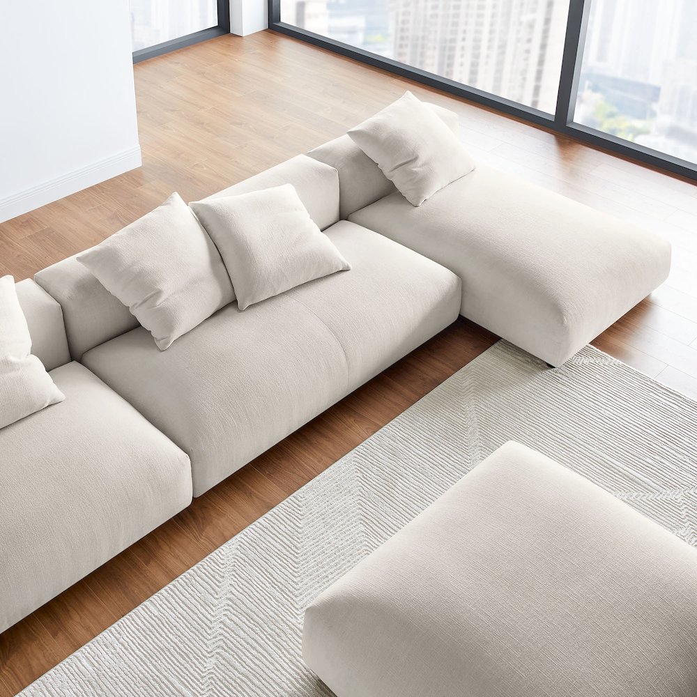 Solace 4-Piece Modular Upholstered Fabric Sectional Sofa With Ottoman. Picture 16