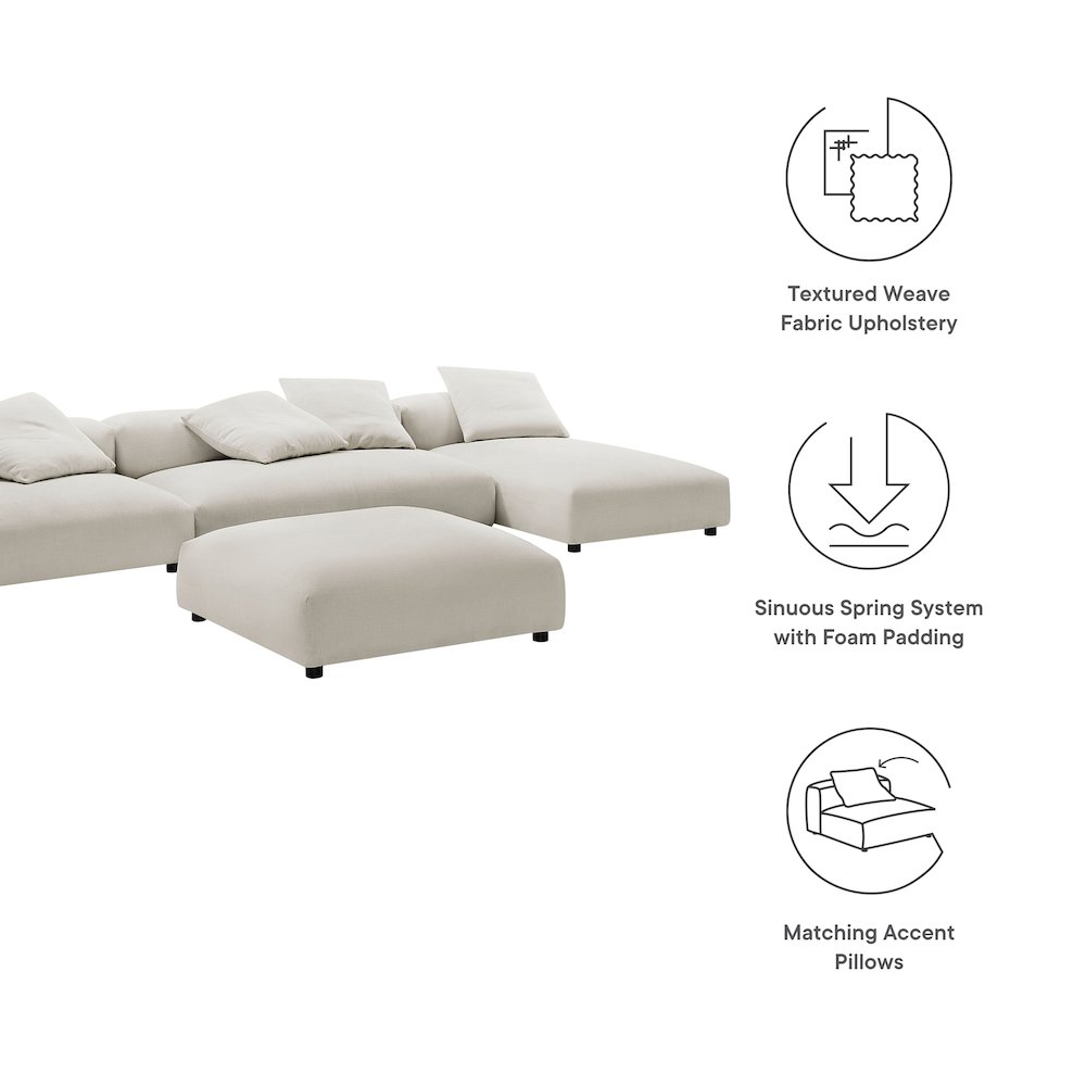 Solace 4-Piece Modular Upholstered Fabric Sectional Sofa With Ottoman. Picture 2