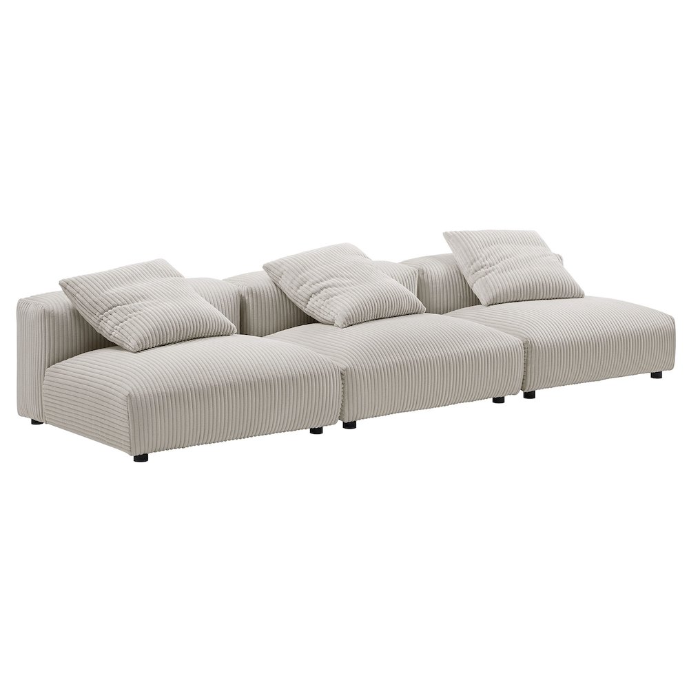Solace 3-Piece Modular Corduroy Upholstered Sofa. Picture 1