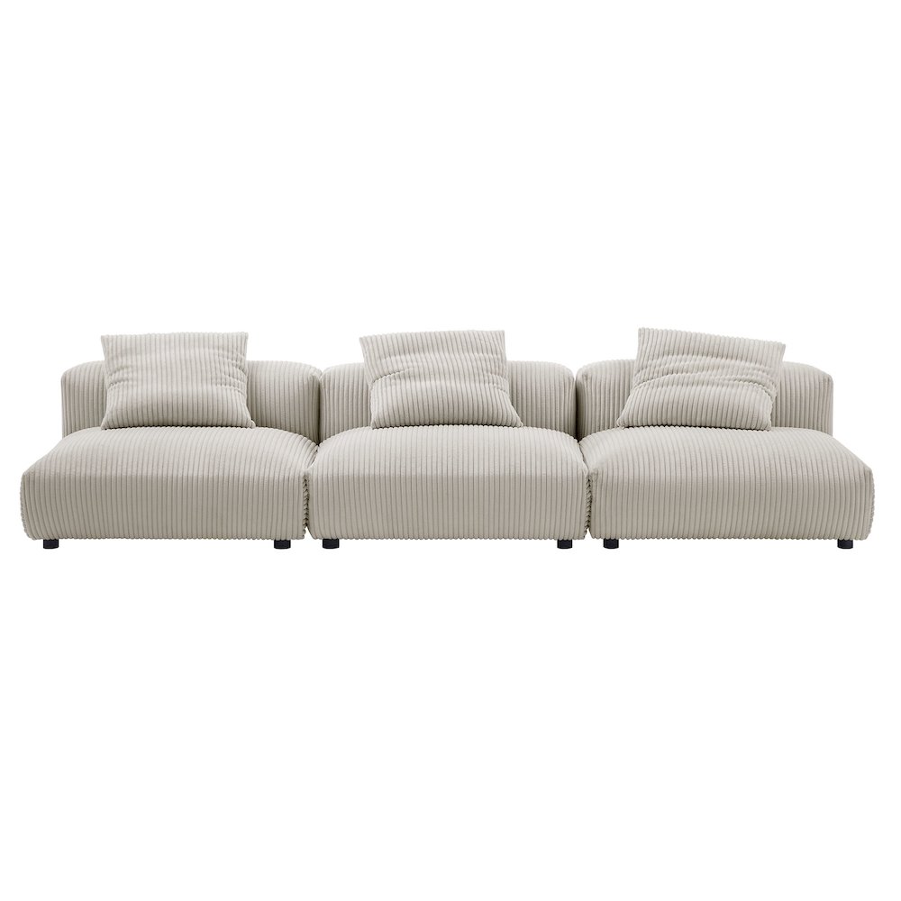 Solace 3-Piece Modular Corduroy Upholstered Sofa. Picture 5