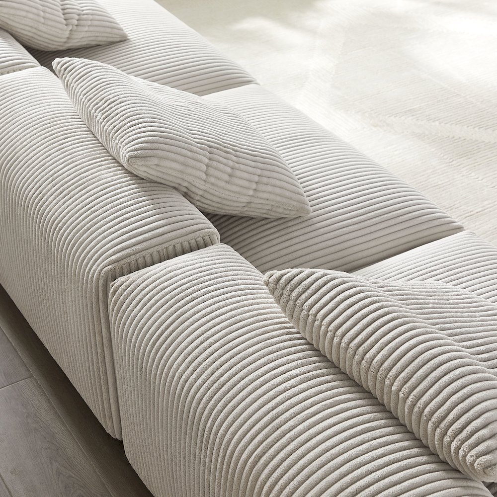 Solace 3-Piece Modular Corduroy Upholstered Sofa. Picture 8