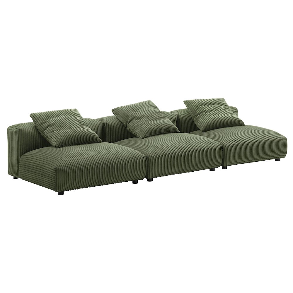 Solace 3-Piece Modular Corduroy Upholstered Sofa. Picture 1