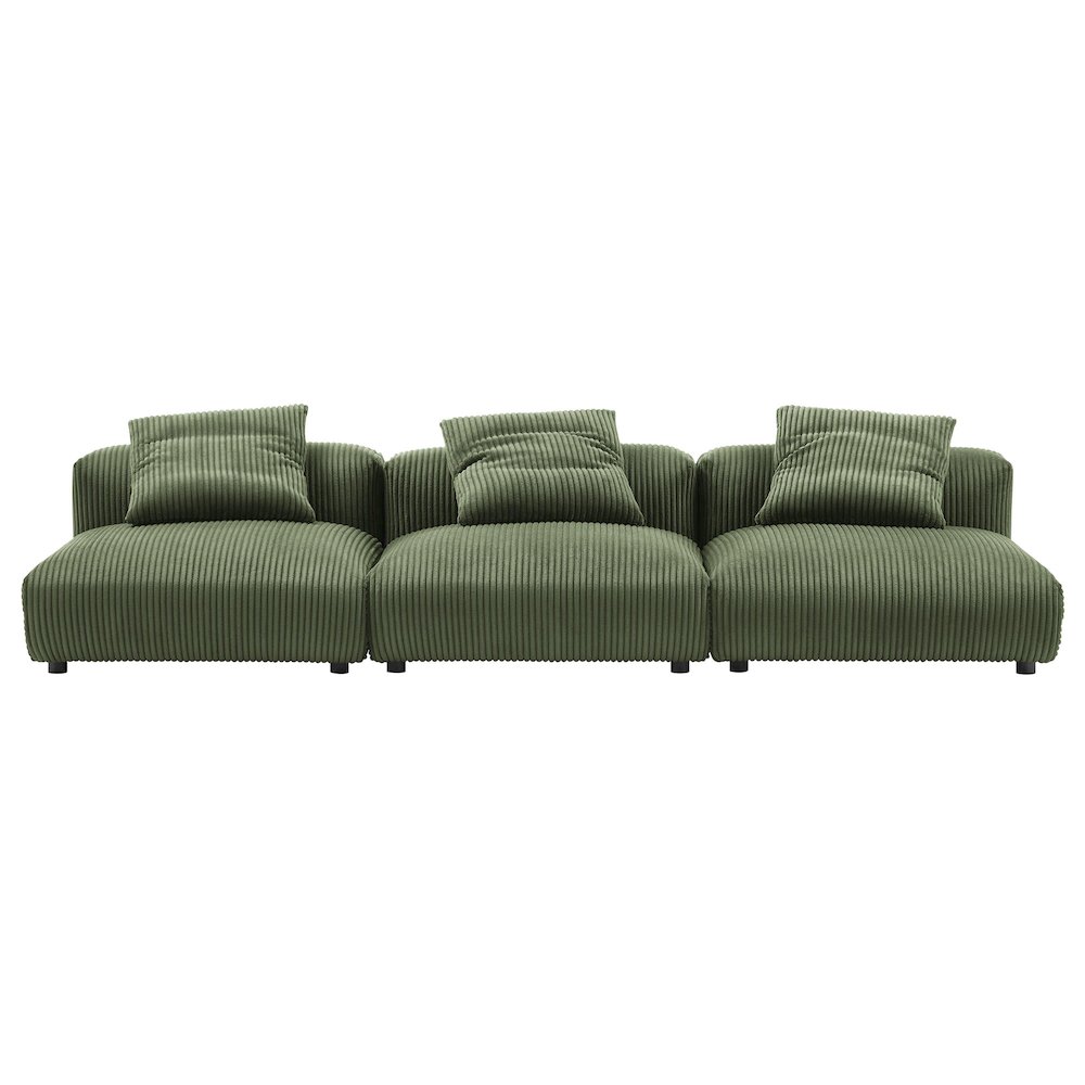 Solace 3-Piece Modular Corduroy Upholstered Sofa. Picture 5