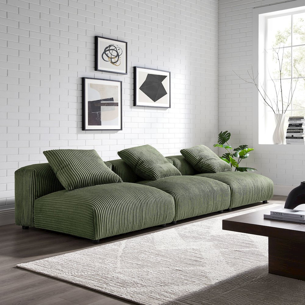 Solace 3-Piece Modular Corduroy Upholstered Sofa. Picture 7