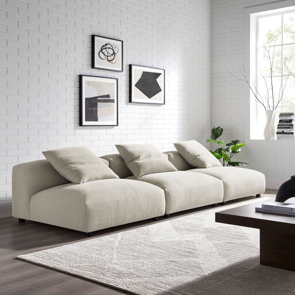 Solace 3-Piece Modular Upholstered Fabric Sofa. Picture 7