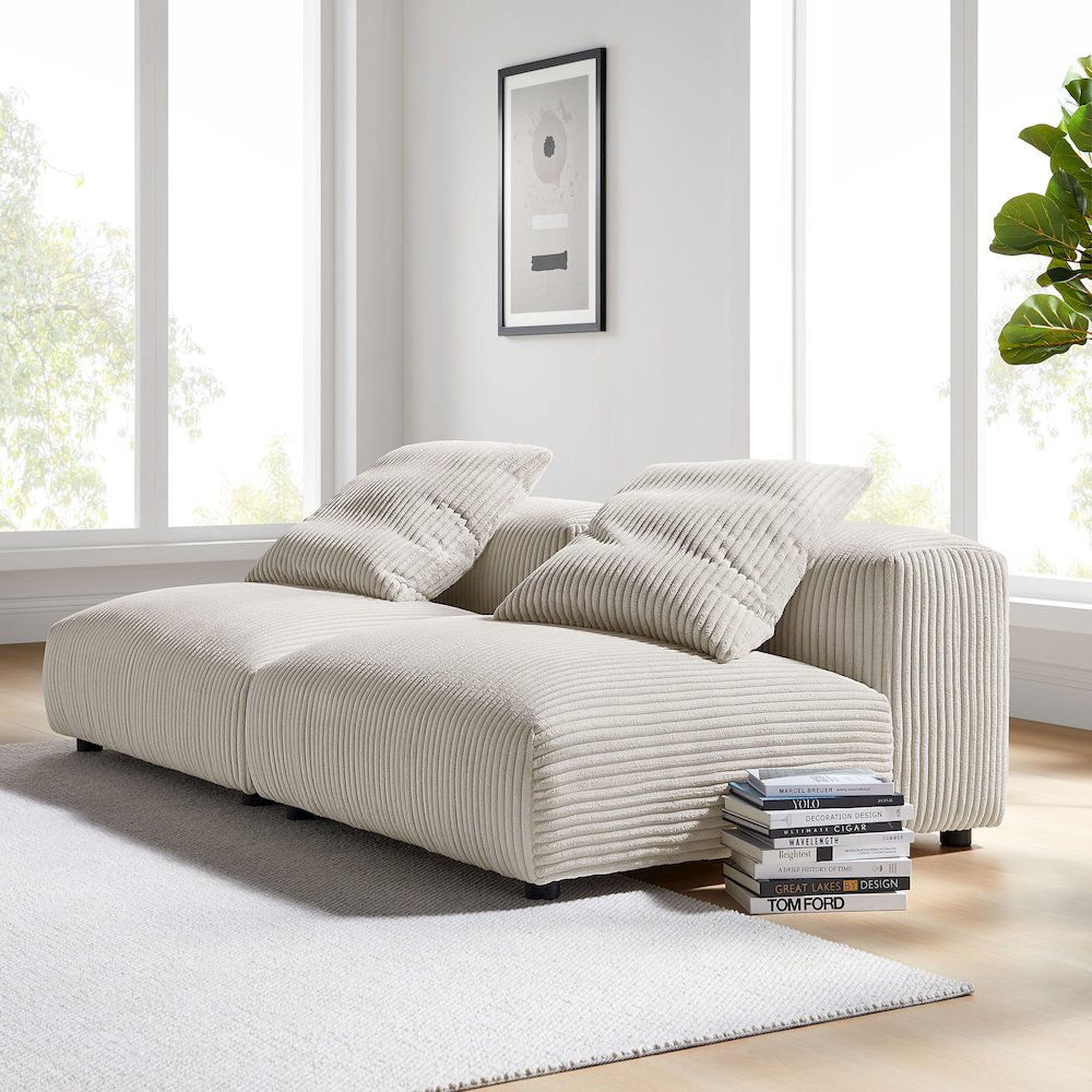 Solace 2-Piece Modular Corduroy Upholstered Sofa. Picture 7