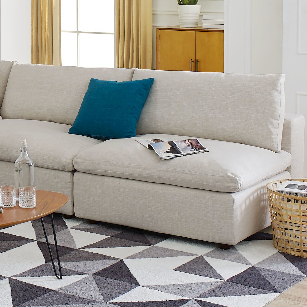 Commix Down Filled Overstuffed 2-Piece Armless Sectional Loveseat. Picture 6