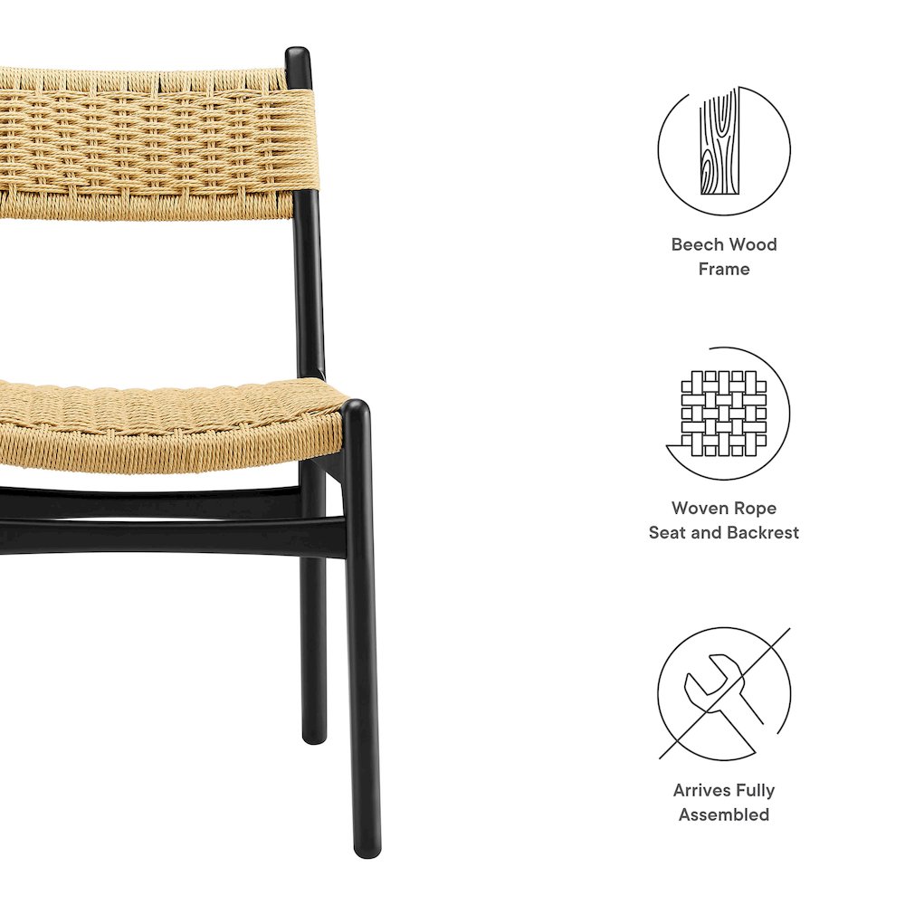 Wynn Rope and Wood Dining Side Chairs Set of 2. Picture 2