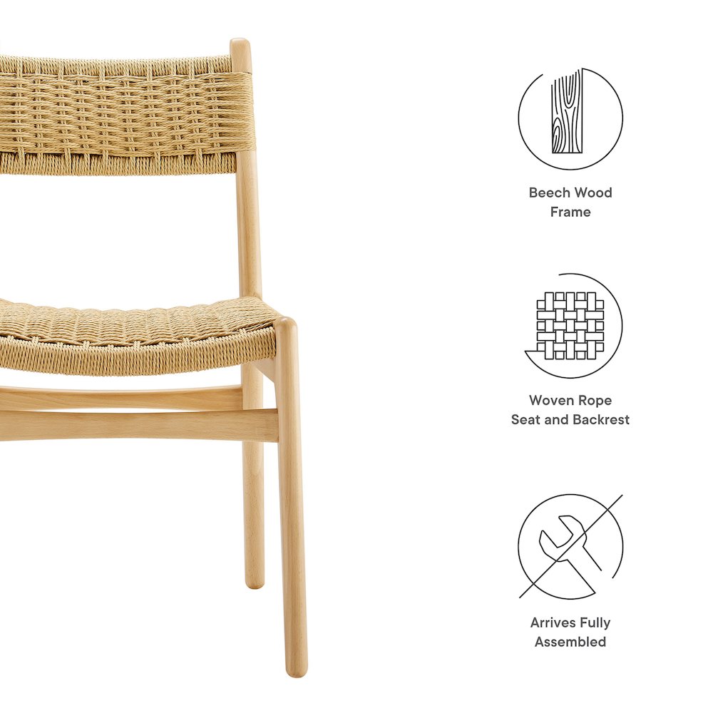 Wynn Rope and Wood Dining Side Chairs Set of 2. Picture 2