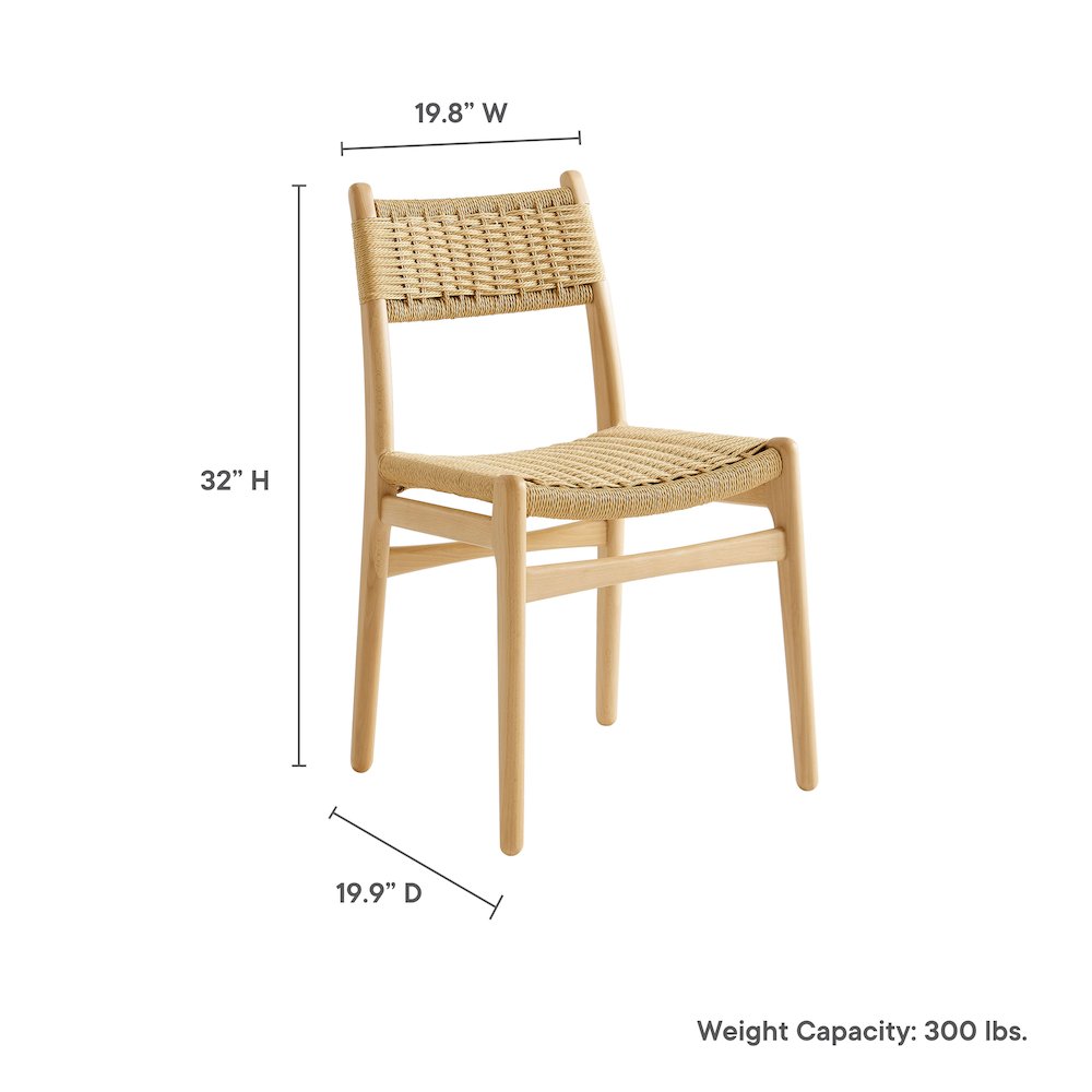 Wynn Rope and Wood Dining Side Chairs Set of 2. Picture 3