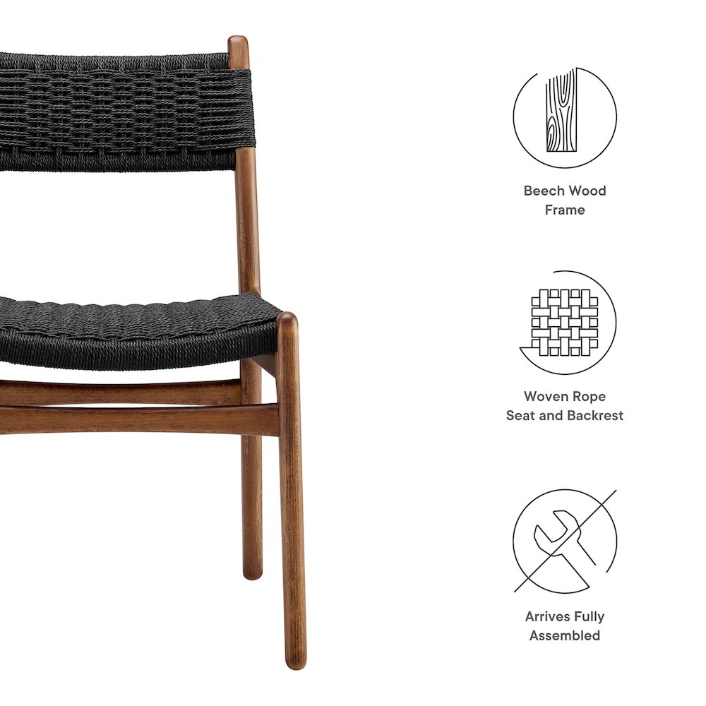 Wynn Rope and Wood Dining Side Chairs Set of 2. Picture 2