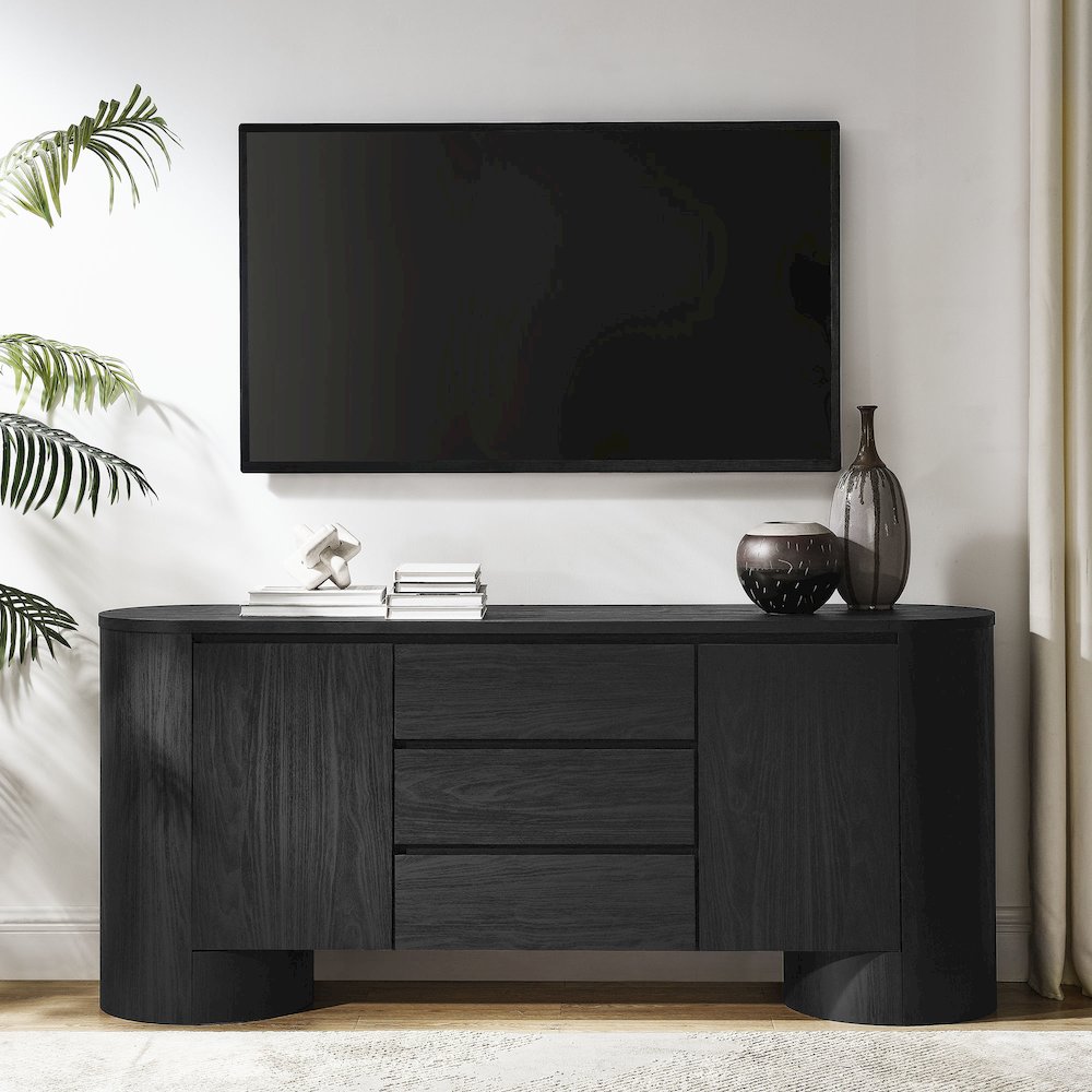 Duval 71" Rounded Sideboard Storage Cabinet. Picture 9