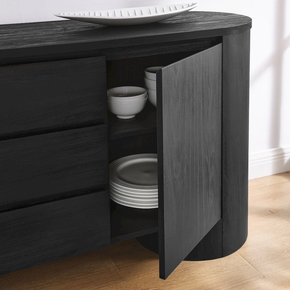 Duval 71" Rounded Sideboard Storage Cabinet. Picture 11