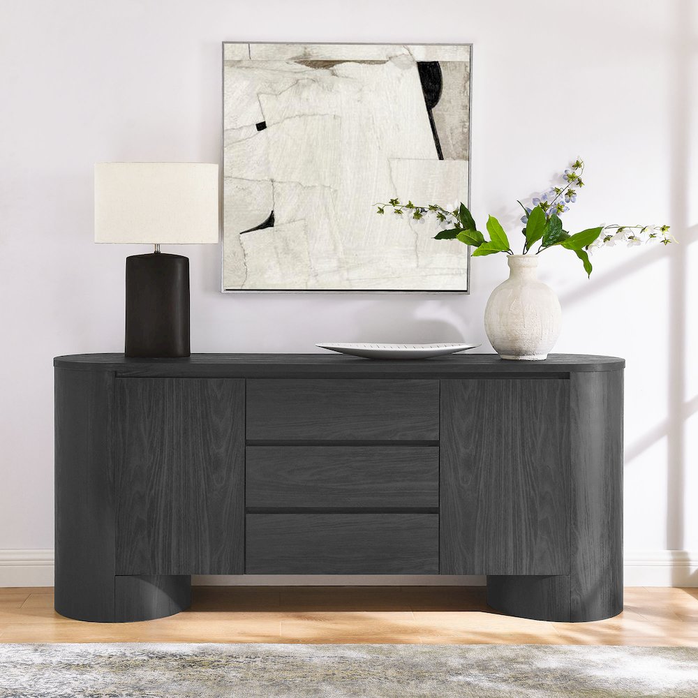 Duval 71" Rounded Sideboard Storage Cabinet. Picture 10