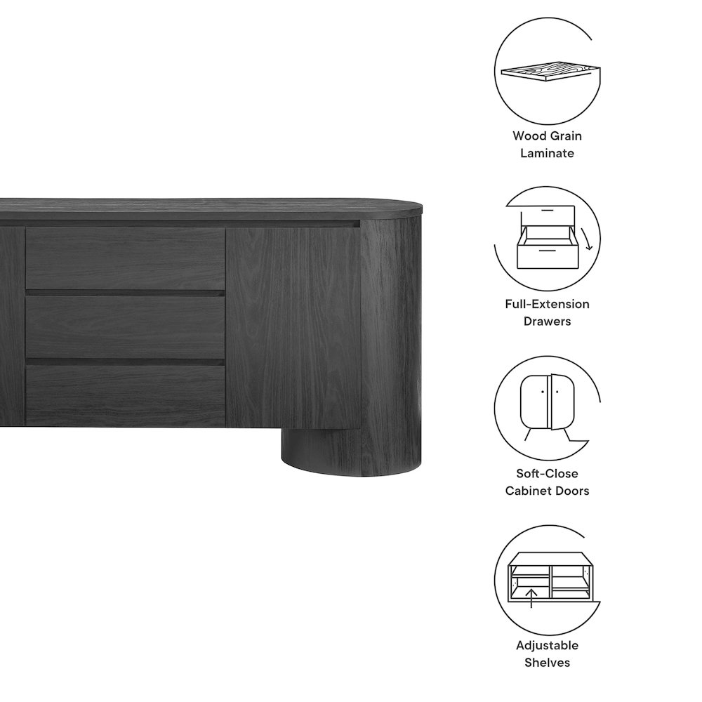 Duval 71" Rounded Sideboard Storage Cabinet. Picture 2