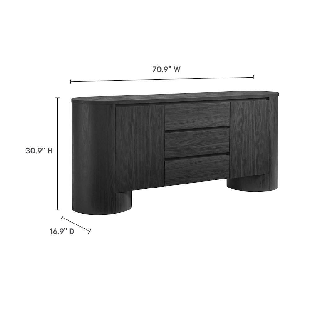 Duval 71" Rounded Sideboard Storage Cabinet. Picture 3