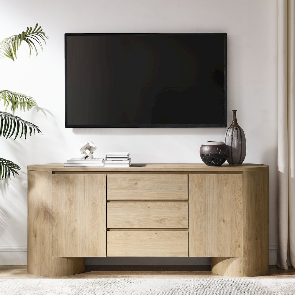 Duval 71" Rounded Sideboard Storage Cabinet. Picture 9