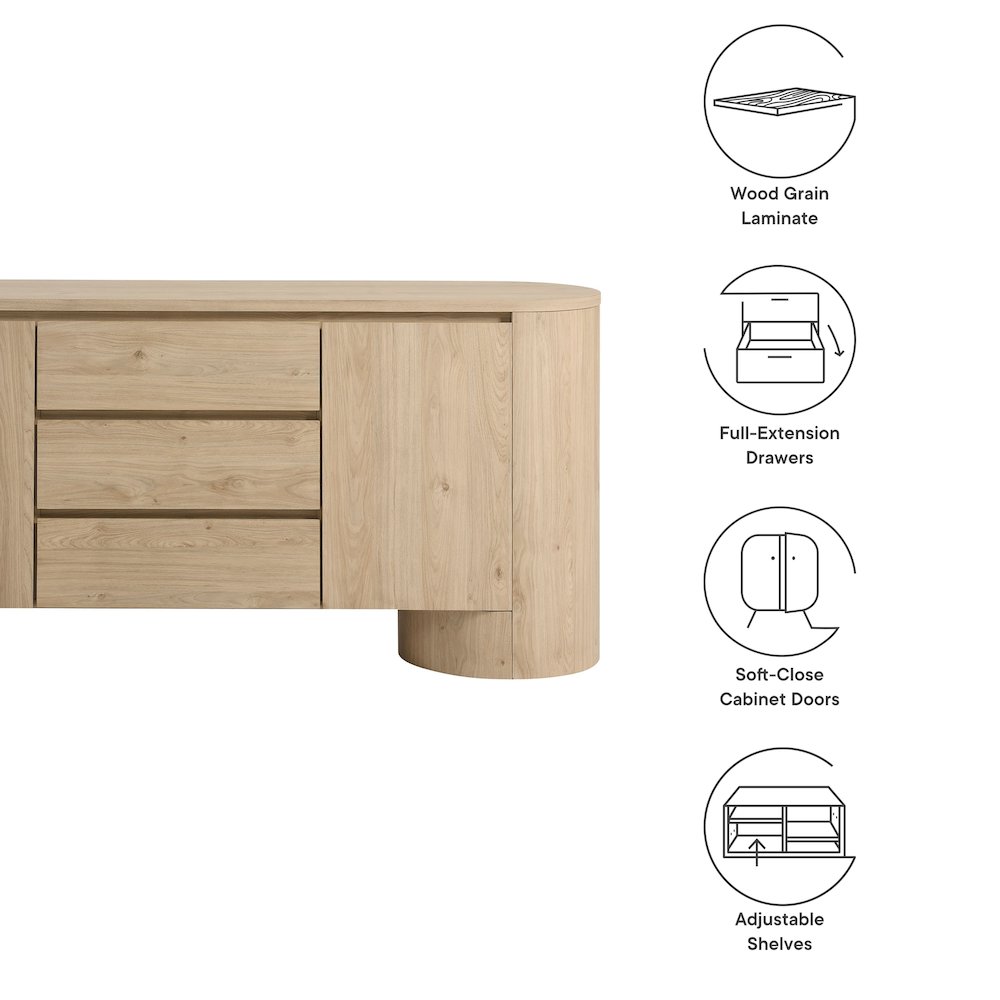 Duval 71" Rounded Sideboard Storage Cabinet. Picture 2