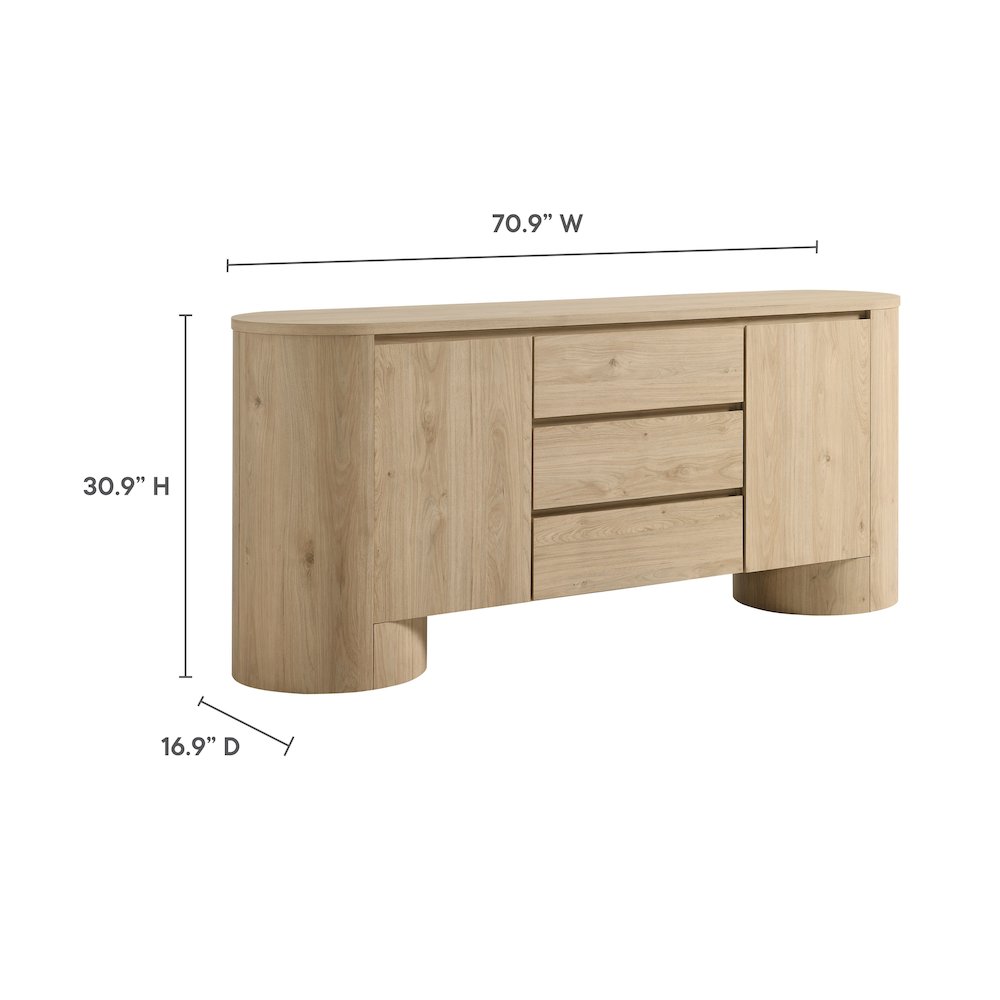 Duval 71" Rounded Sideboard Storage Cabinet. Picture 3