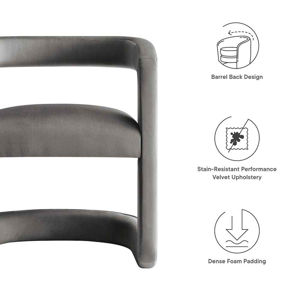 Winslow Barrel Performance Velvet Dining Chair. Picture 2