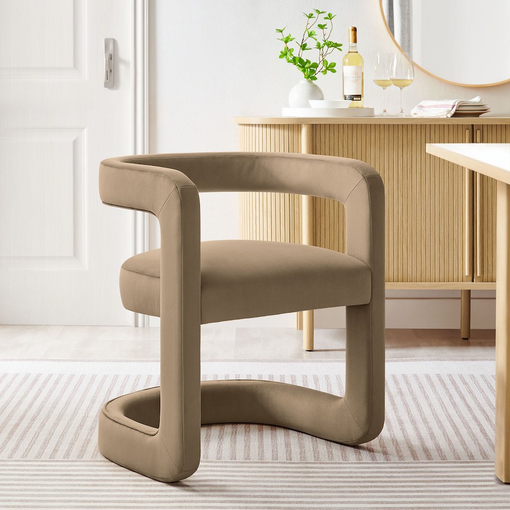 Winslow Barrel Performance Velvet Dining Chair. Picture 10
