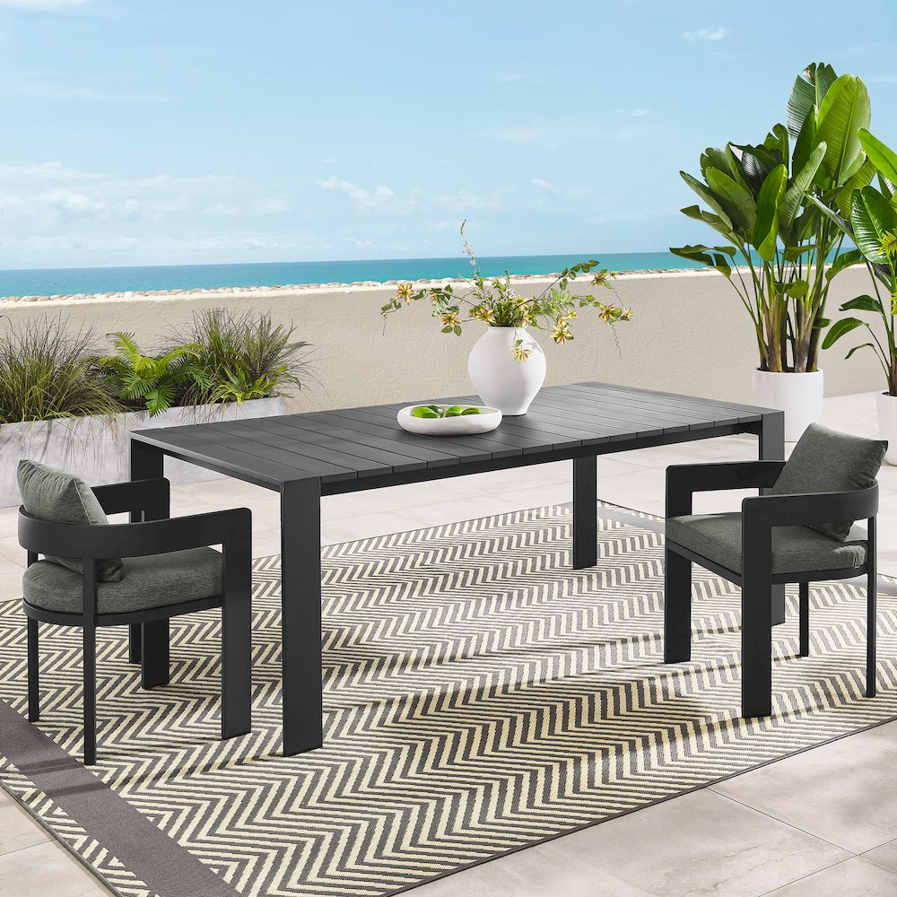 Tahoe Rectangular Outdoor Patio Aluminum Dining Table. Picture 8