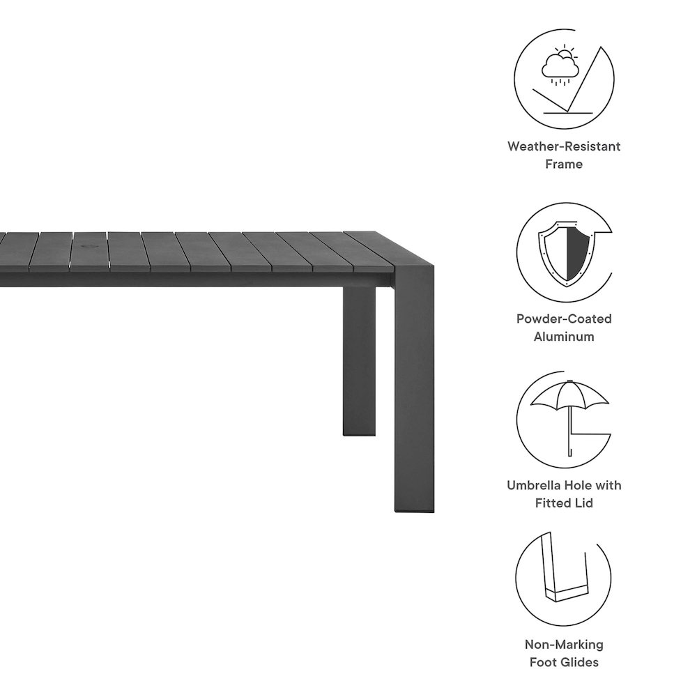 Tahoe Rectangular Outdoor Patio Aluminum Dining Table. Picture 2