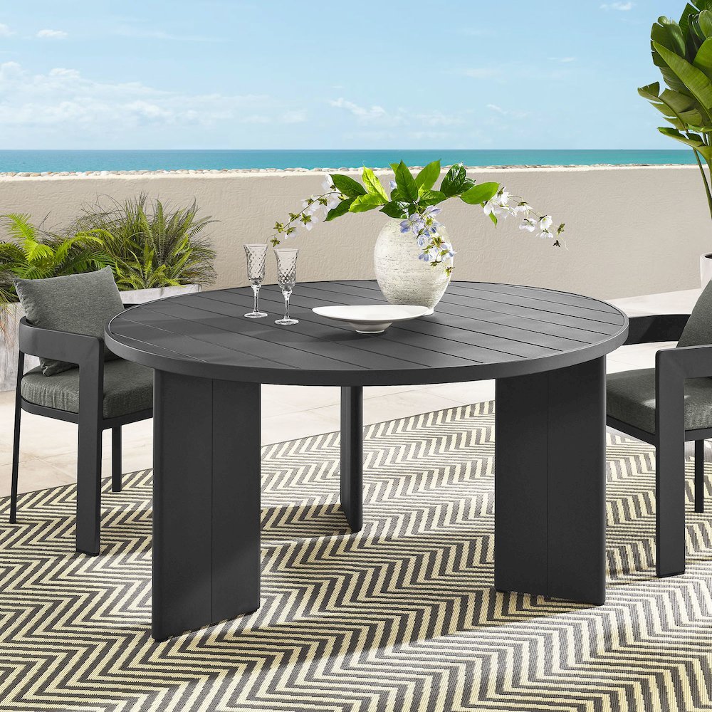 Tahoe Round Outdoor Patio Aluminum Dining Table. Picture 7