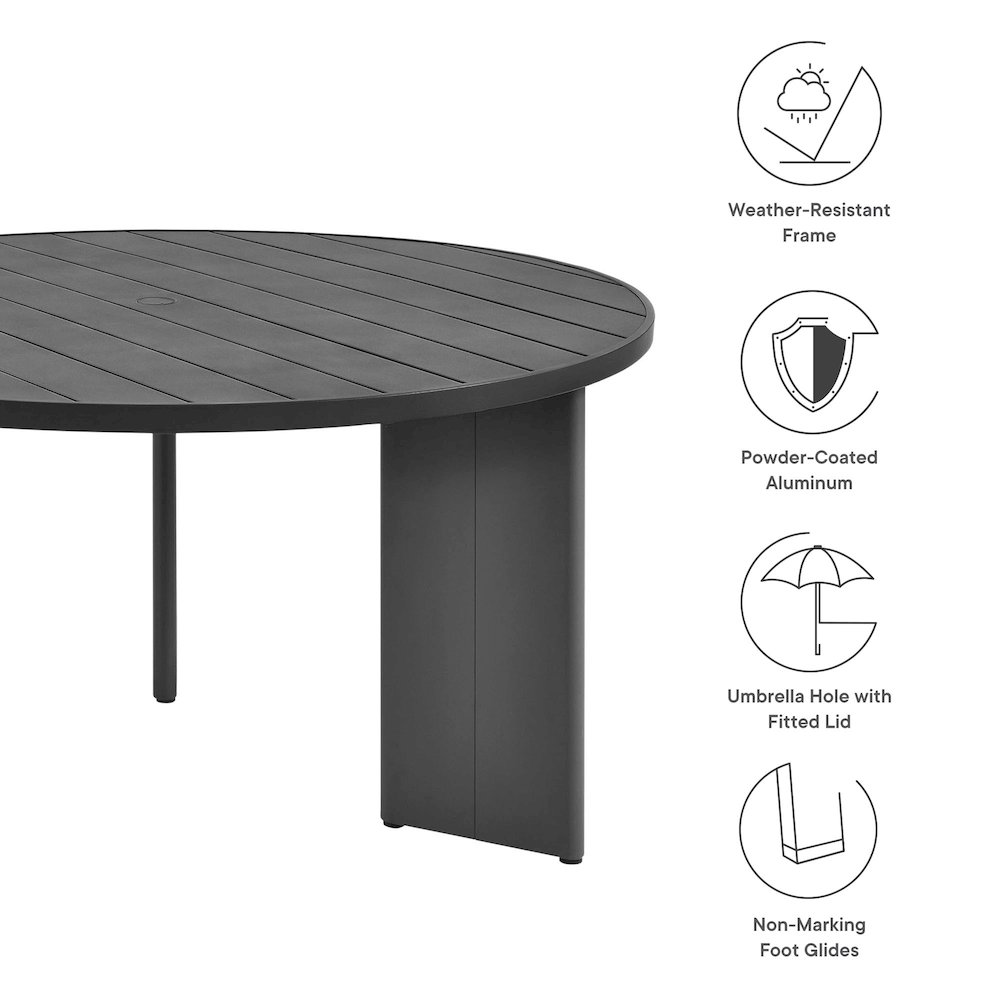 Tahoe Round Outdoor Patio Aluminum Dining Table. Picture 2