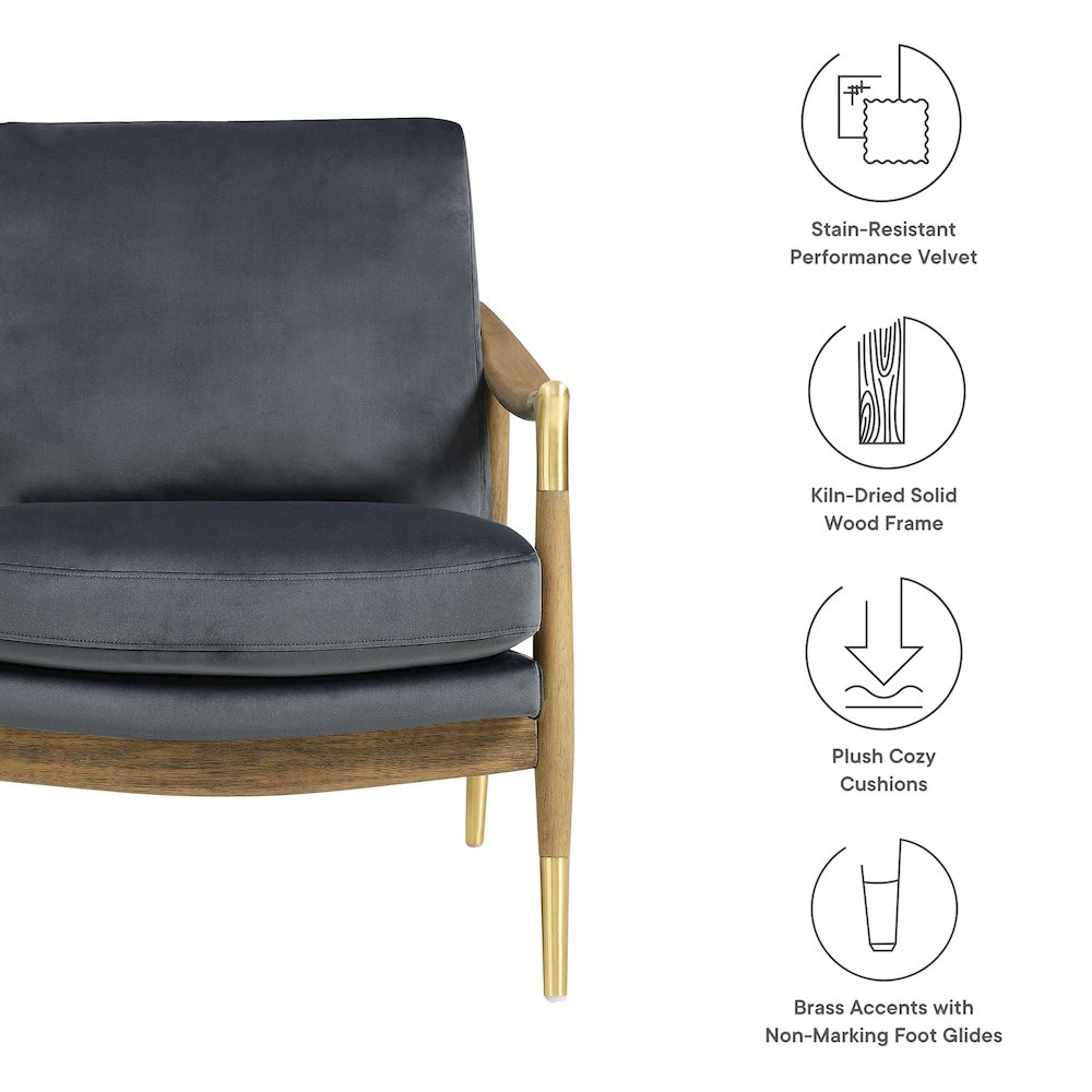 Langford Performance Velvet Accent Armchair. Picture 2