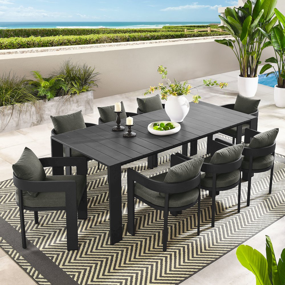 Tahoe 9-Piece Outdoor Patio Aluminum Dining Set. Picture 12