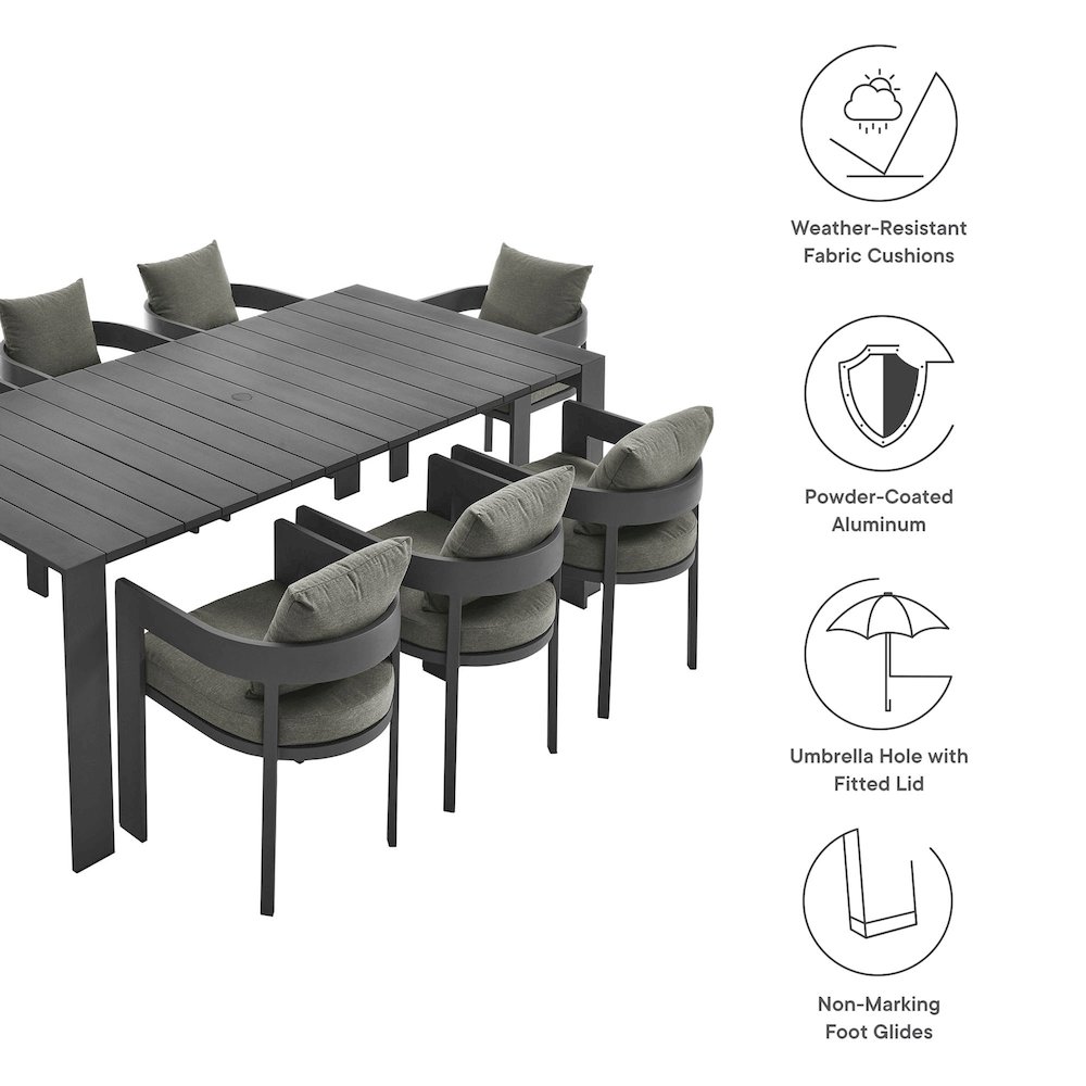 Tahoe 9-Piece Outdoor Patio Aluminum Dining Set. Picture 4
