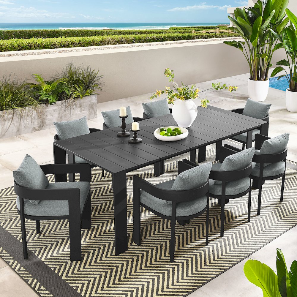 Tahoe 9-Piece Outdoor Patio Aluminum Dining Set. Picture 12