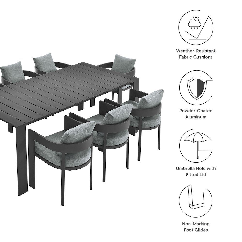 Tahoe 9-Piece Outdoor Patio Aluminum Dining Set. Picture 4