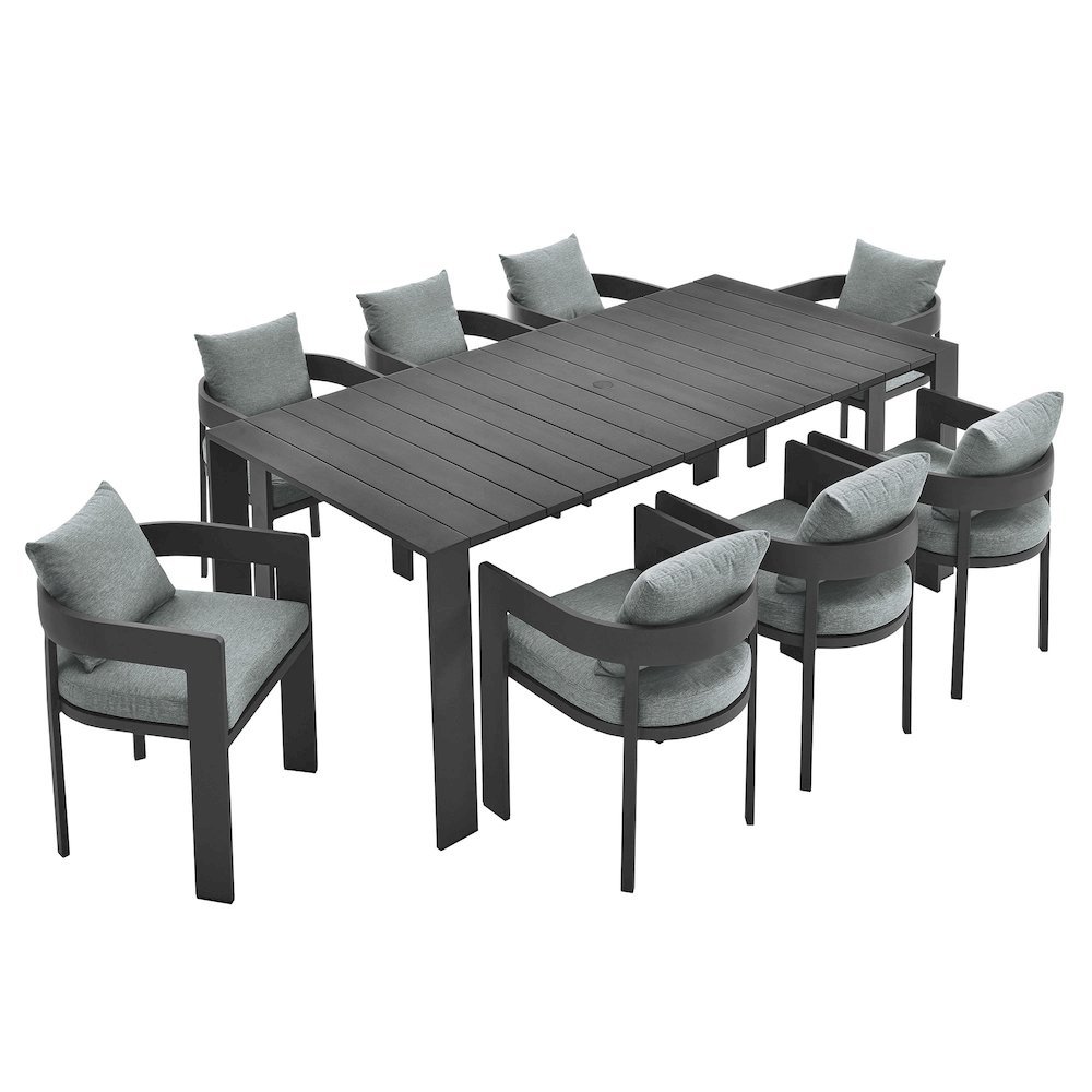 Aluminum Outdoor Patio Dining Set with Table and Chairs for Deck, Gray Gray. Picture 1
