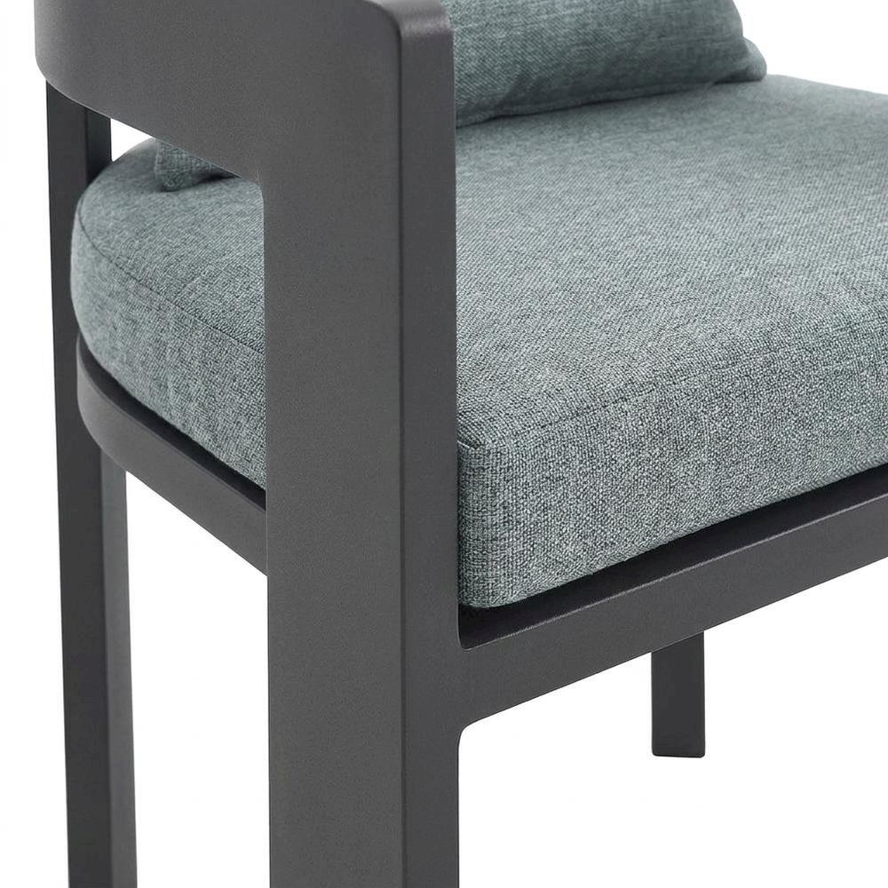 Aluminum Outdoor Patio Dining Set with Table and Chairs for Deck, Gray Gray. Picture 7