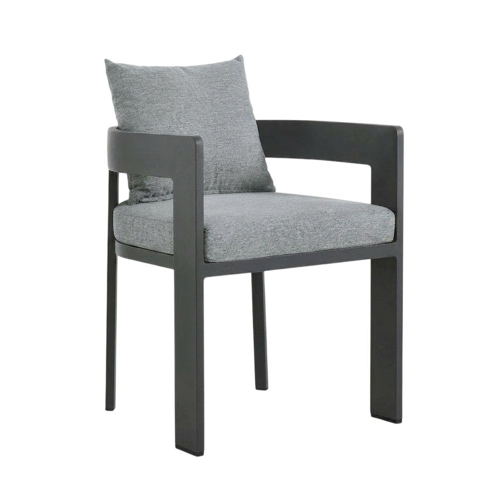 Aluminum Outdoor Patio Dining Set with Table and Chairs for Deck, Gray Gray. Picture 5