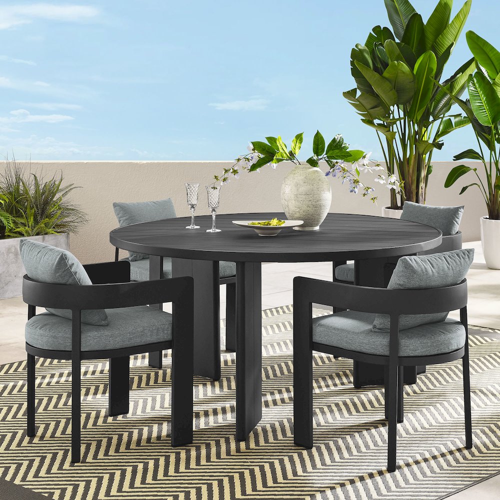 Tahoe 5-Piece Outdoor Patio Aluminum Dining Set. Picture 11