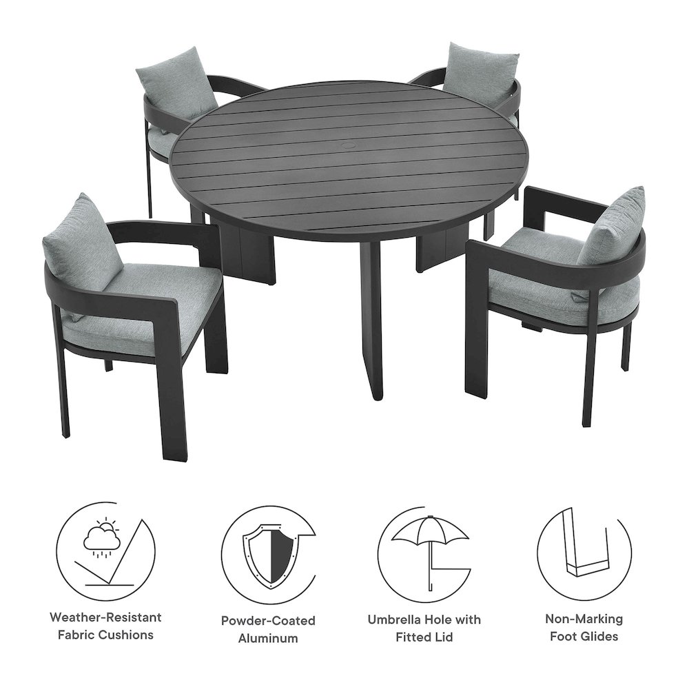 Tahoe 5-Piece Outdoor Patio Aluminum Dining Set. Picture 4