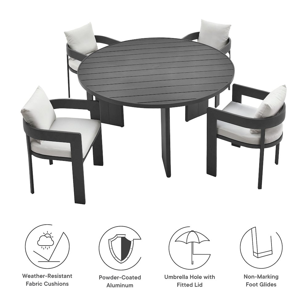 Tahoe 5-Piece Outdoor Patio Aluminum Dining Set. Picture 2
