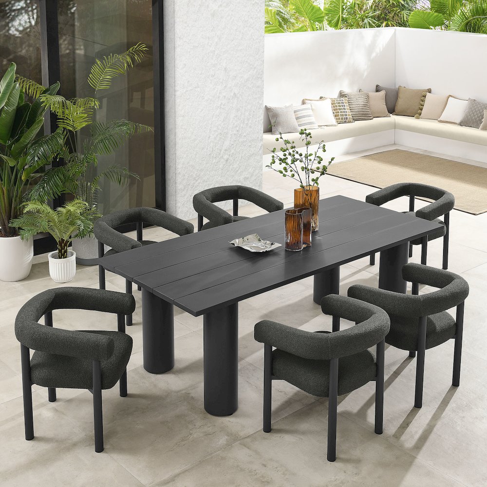 Nautica 7-Piece Rectangular Outdoor Patio Aluminum Dining Table and Chairs Set. Picture 13